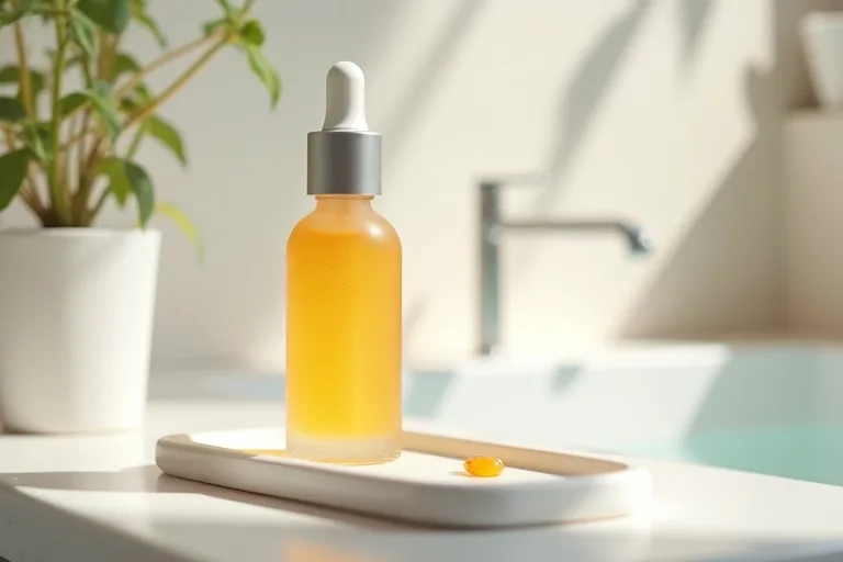 Vitamin C-serum i stilren hudvårdsmiljö