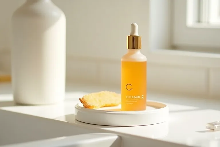 Närbild på vitamin C-serum för daglig hudvårdsrutin