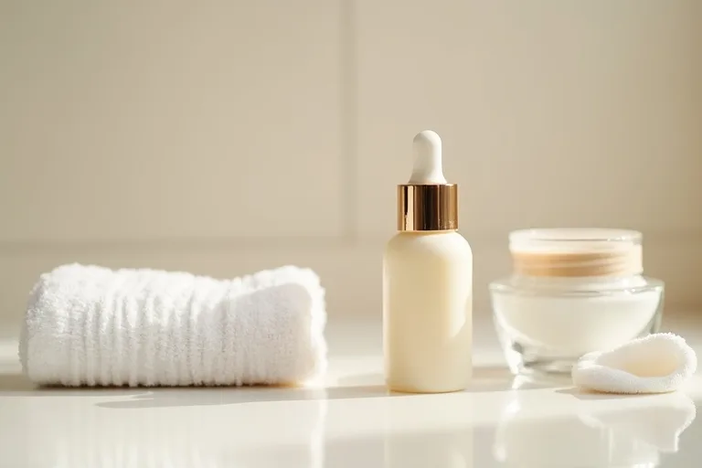 Enkel hudvårdsrutin med serum och kräm för torr hy