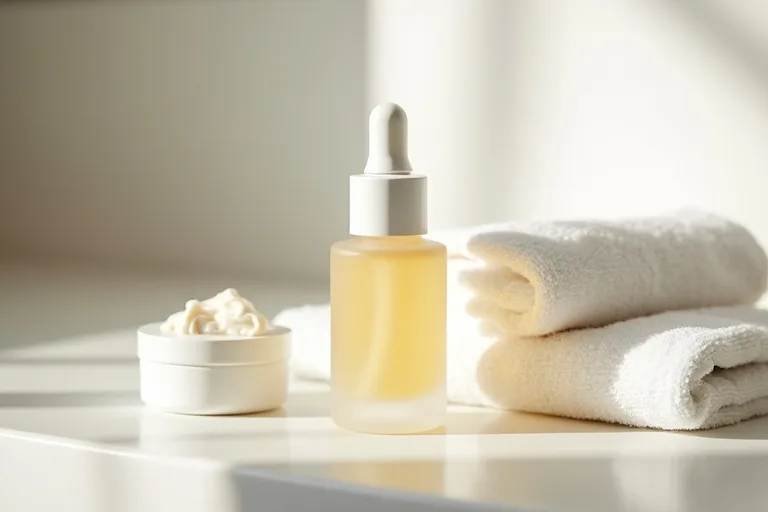 Serum och hudvård för torr hy i lugn editorial miljö