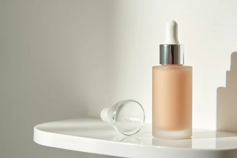 Lätt serum för fet hy i premium förpackning på ren bakgrund