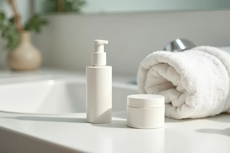 Mild kvällsrutin med serum, fuktkräm och ren hudvårdsmiljö