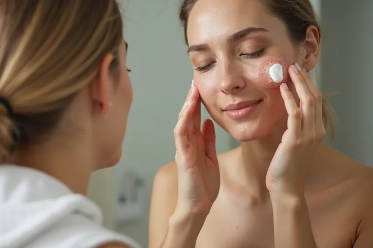 Rodnad efter exfoliering: så lugnar du huden och bygger upp barriären 3 En person granskar sin hudvårdsrutin och planerar ett lugnare nästa steg efter rodnad.