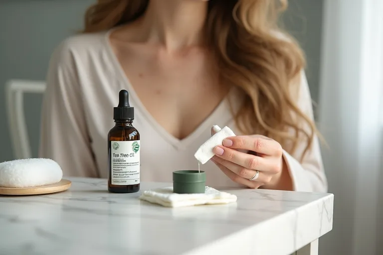 Tea tree-olja mot finnar – fungerar det? 2 Försiktig applicering av en hudvårdsprodukt med tea tree-olja