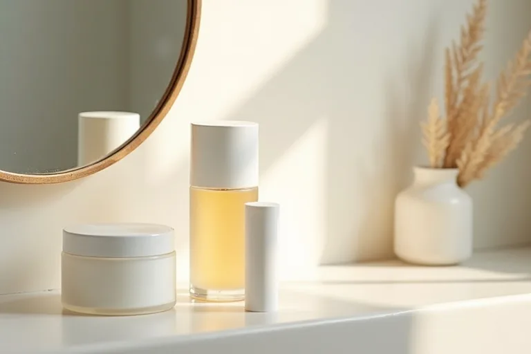 Lugn hudvårdsstund med ansiktskräm och serum för balanserad hud
