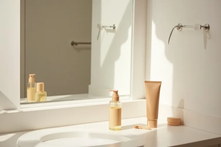 Hudvårdsprodukter uppställda för olika zoner i ansiktet