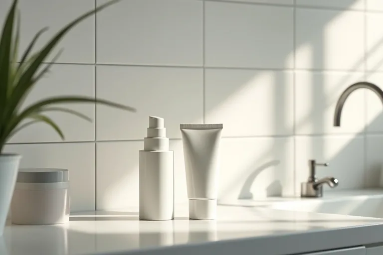 Kan man använda samma rutin morgon och kväll? 2 Morgonrutin med solskydd, fuktkräm och rengöring i ljus skandinavisk miljö